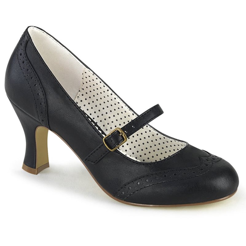 Pleaser Flapper-32 Vegan Leather Hakken Dames Zwart | BELGIE BENKVPER