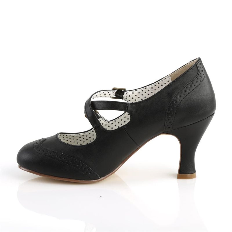 Pleaser Flapper-35 Vegan Leather Hakken Dames Zwart | BELGIE BEQRPGFI