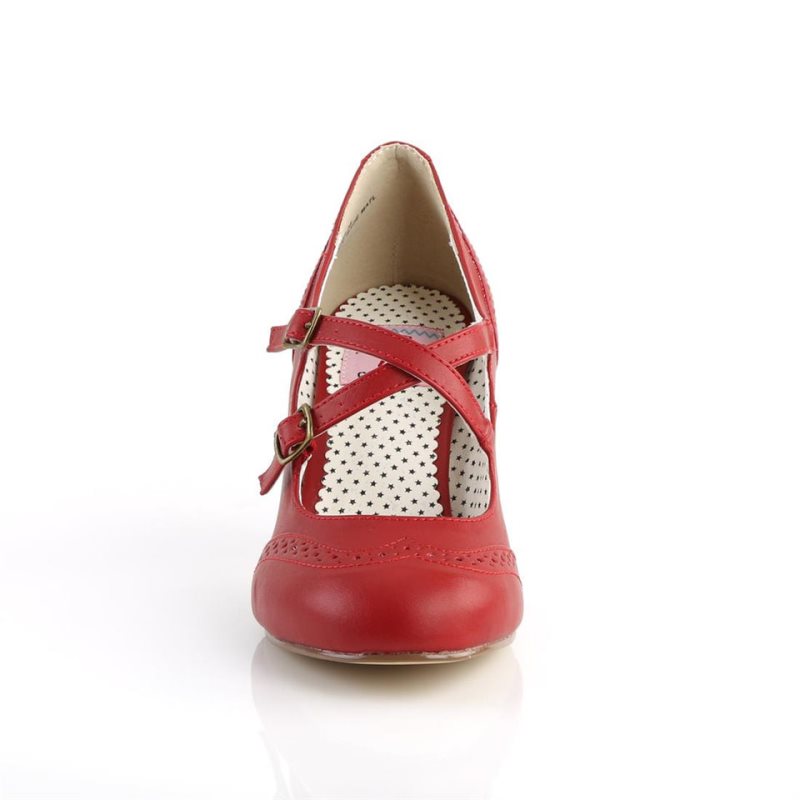 Pleaser Flapper-35 Vegan Leather Hakken Dames Rood | BELGIE BEGJABSO