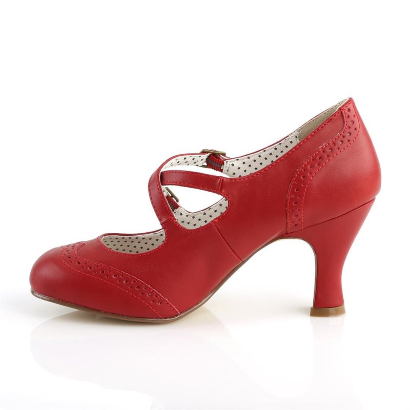 Pleaser Flapper-35 Vegan Leather Hakken Dames Rood | BELGIE BEGJABSO