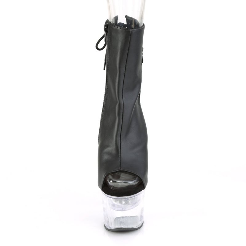 Pleaser Flashdance-1018-7 Vegan Leather Laarzen Dames Zwart | BELGIE BECQOXVI
