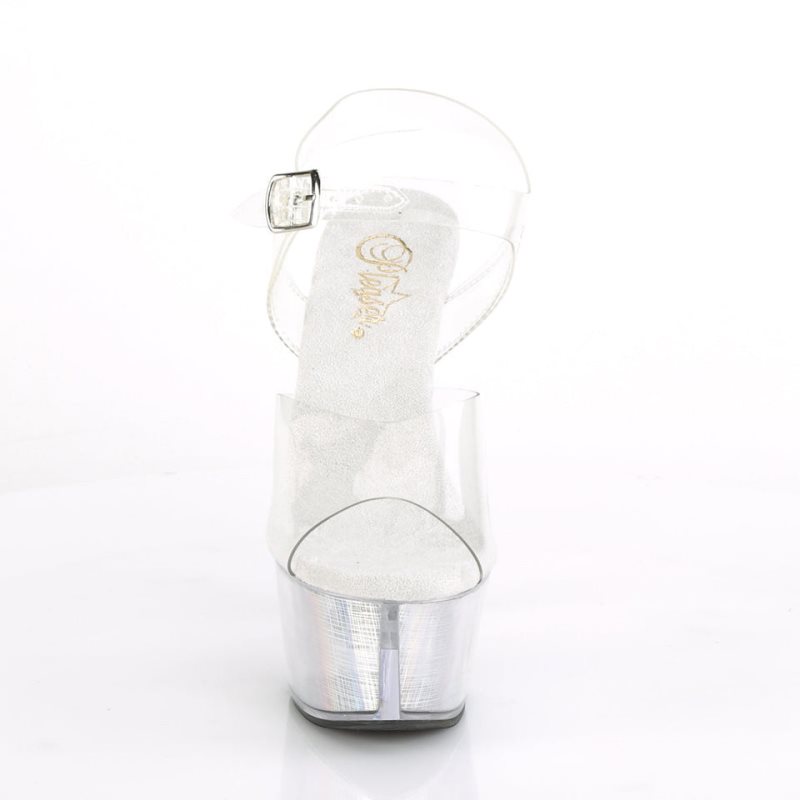 Pleaser Flashdance-608CH Hologram Hakken Dames Zilver | BELGIE BEJMYBCK
