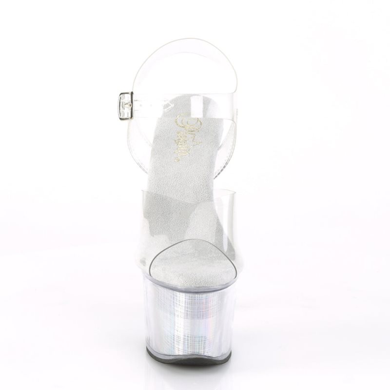 Pleaser Flashdance-708CH Hologram Hakken Dames Zilver | BELGIE BESRLWKJ
