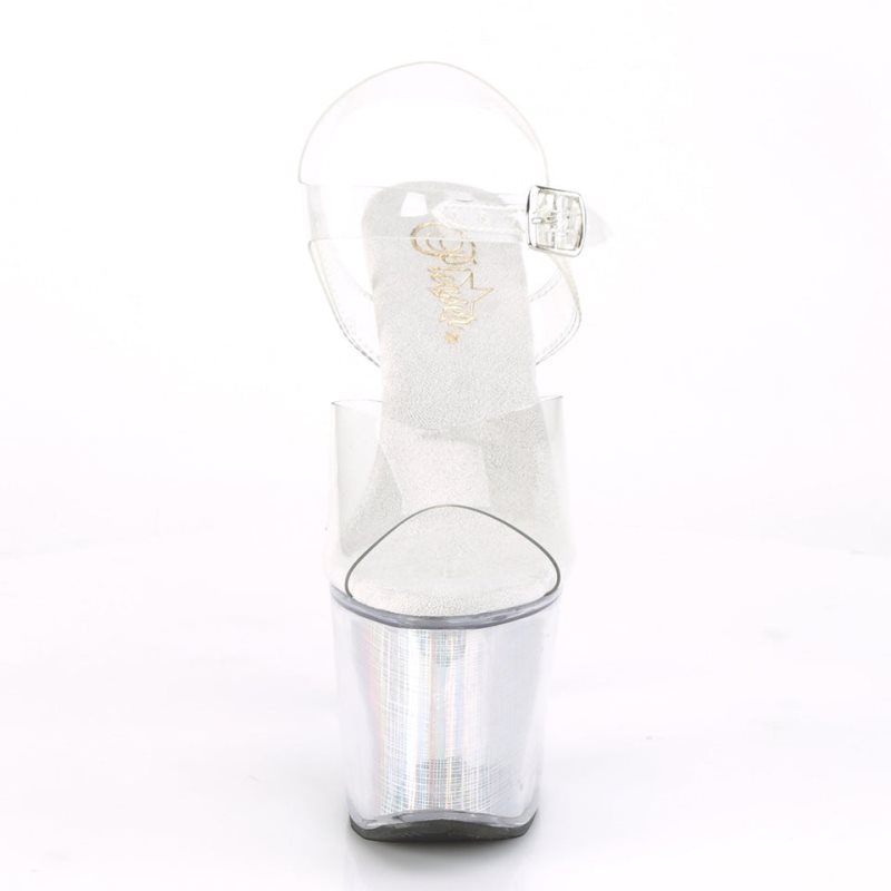 Pleaser Flashdance-708SCH Hologram Hakken Dames Zilver | BELGIE BEABYSDU