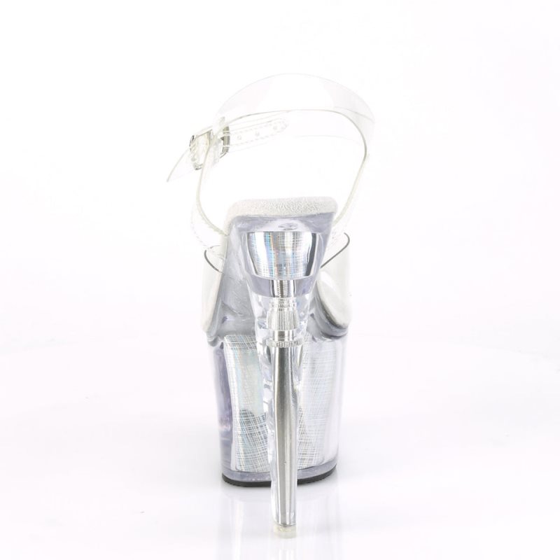 Pleaser Flashdance-708SCH Hologram Hakken Dames Zilver | BELGIE BEABYSDU