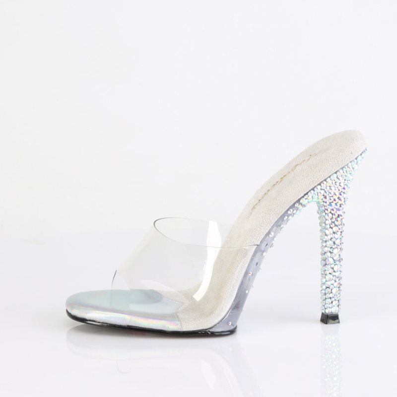 Pleaser Gala-01DSP Badslippers Dames Zilver | BELGIE BEETJSIY