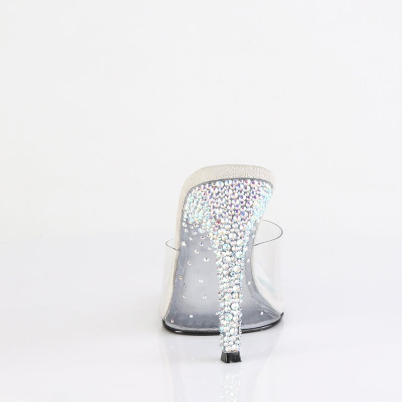 Pleaser Gala-01DSP Badslippers Dames Zilver | BELGIE BEETJSIY
