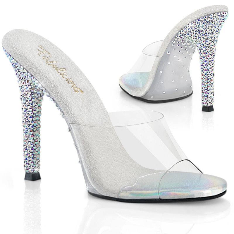 Pleaser Gala-01DSP Badslippers Dames Zilver | BELGIE BEETJSIY