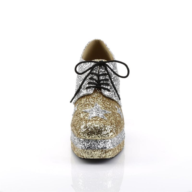 Pleaser Glamrock-02 Enkellaarzen Dames Zilver | BELGIE BENTLEMU