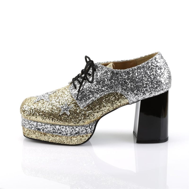 Pleaser Glamrock-02 Enkellaarzen Dames Zilver | BELGIE BENTLEMU