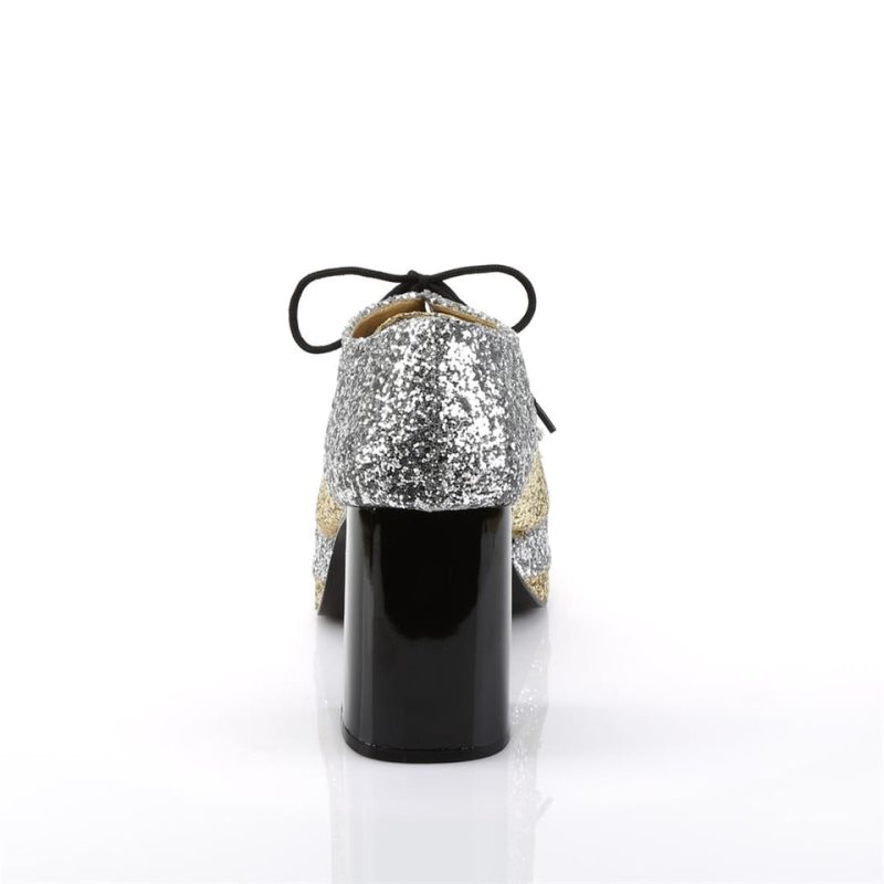 Pleaser Glamrock-02 Enkellaarzen Dames Zilver | BELGIE BENTLEMU