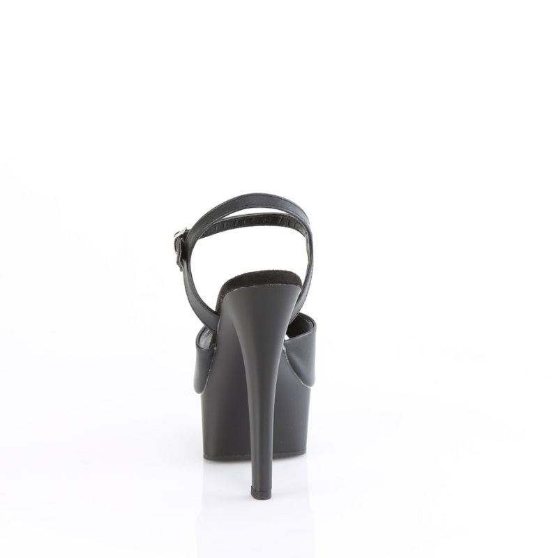 Pleaser Gleam-609 Vegan Leather Hakken Dames Zwart | BELGIE BELGUXFN