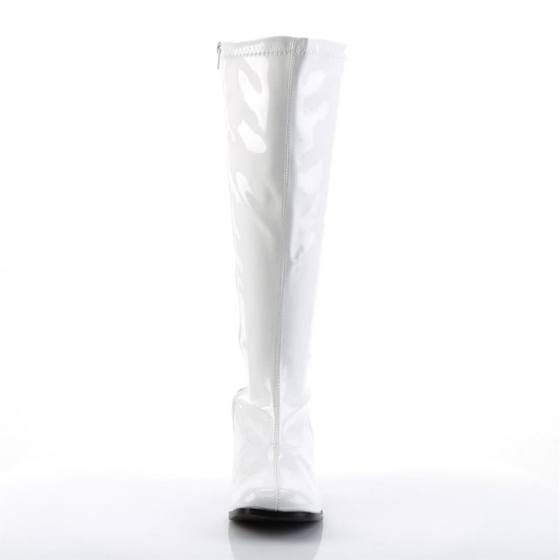 Pleaser Gogo-300X Knie Laarzen Dames Wit | BELGIE BEGIMPLA