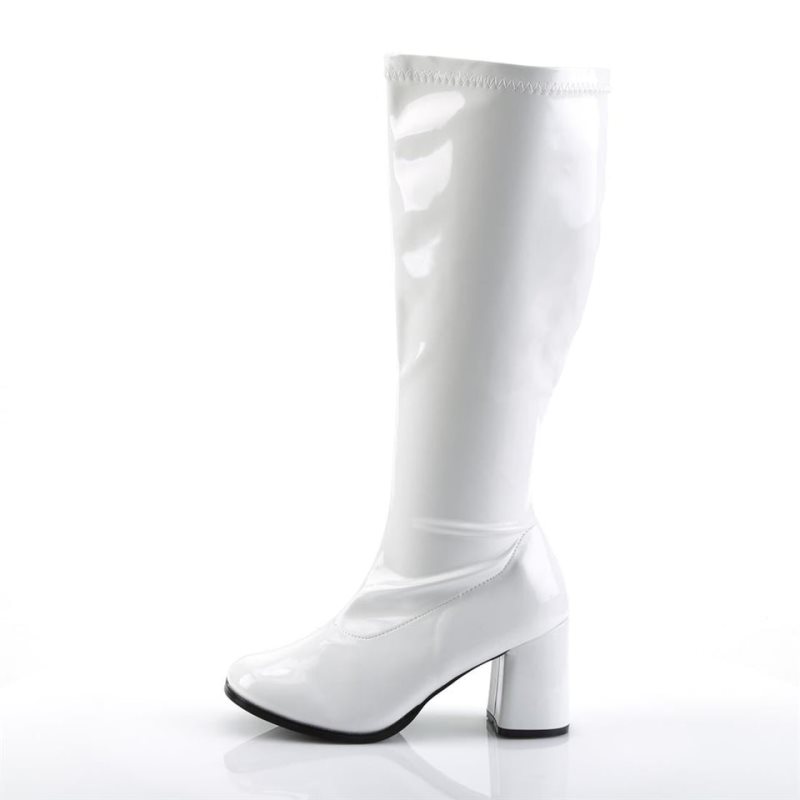 Pleaser Gogo-300X Knie Laarzen Dames Wit | BELGIE BEGIMPLA