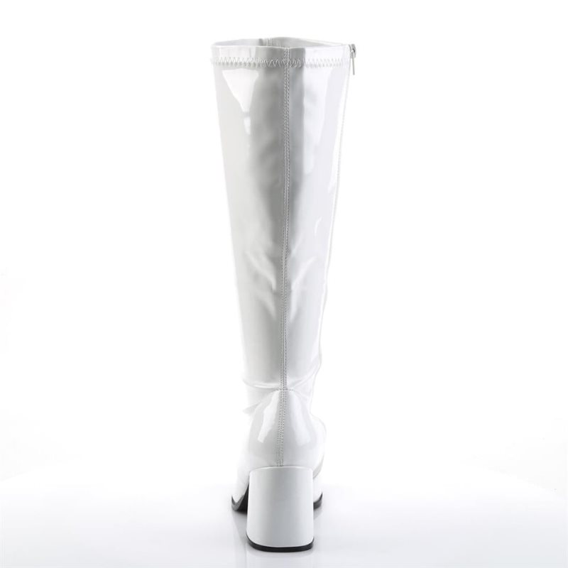 Pleaser Gogo-300X Knie Laarzen Dames Wit | BELGIE BEGIMPLA