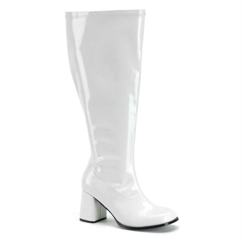 Pleaser Gogo-300X Knie Laarzen Dames Wit | BELGIE BEGIMPLA