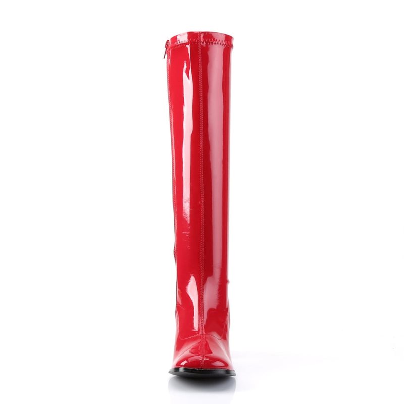 Pleaser Gogo-300 Knie Laarzen Dames Rood | BELGIE BEBQFLGV