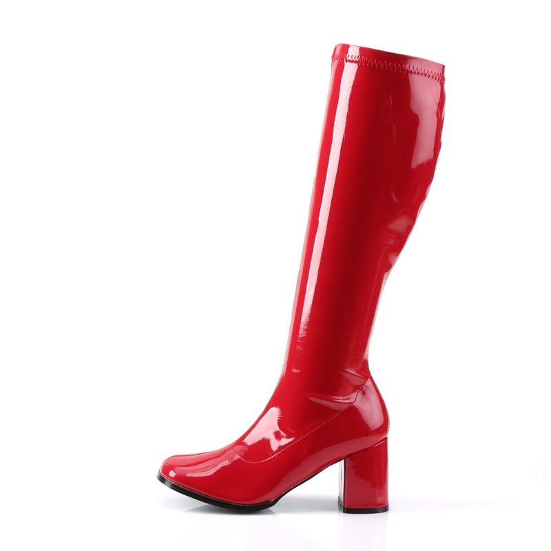 Pleaser Gogo-300 Knie Laarzen Dames Rood | BELGIE BEBQFLGV