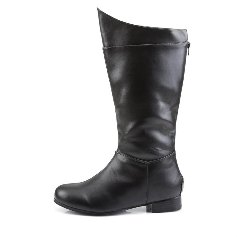 Pleaser Hero-100 Vegan Leather Knie Laarzen Heren Zwart | BELGIE BEDLEIXU