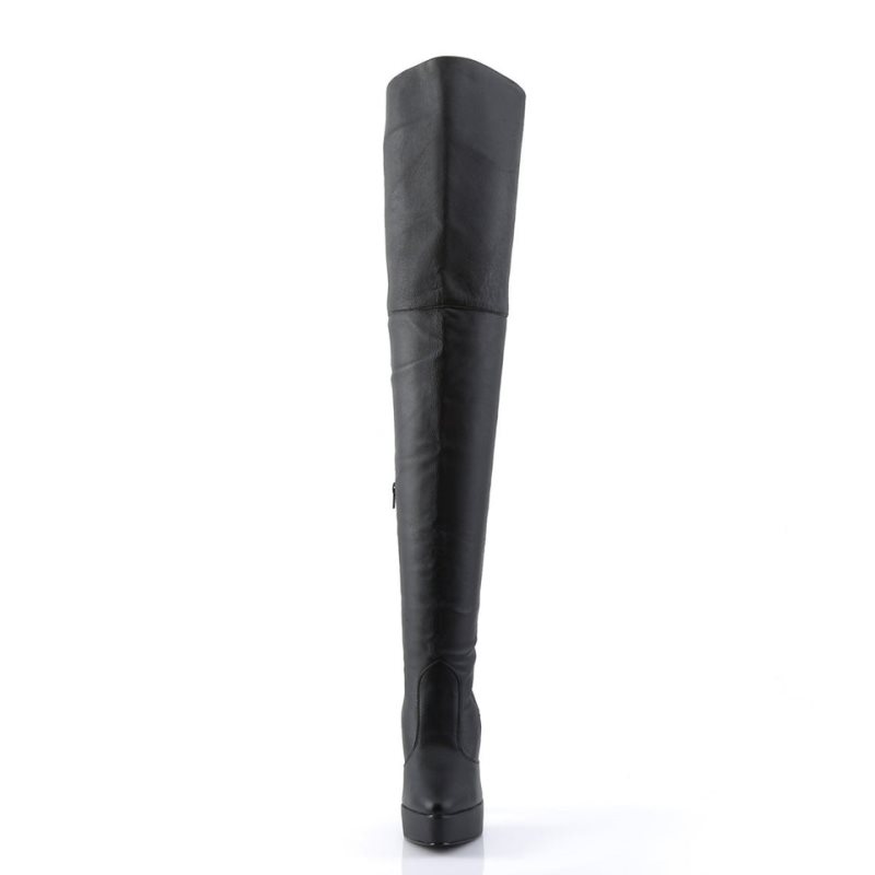 Pleaser Indulge-3011 Leather Hoge Hakken Dames Zwart | BELGIE BEDXLFVC