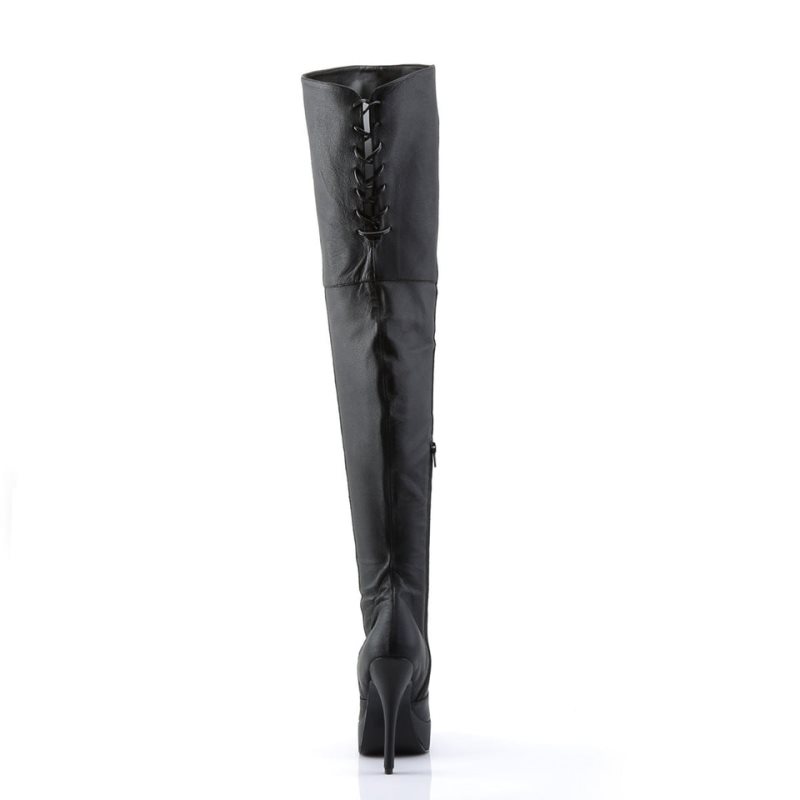Pleaser Indulge-3011 Leather Hoge Hakken Dames Zwart | BELGIE BEDXLFVC
