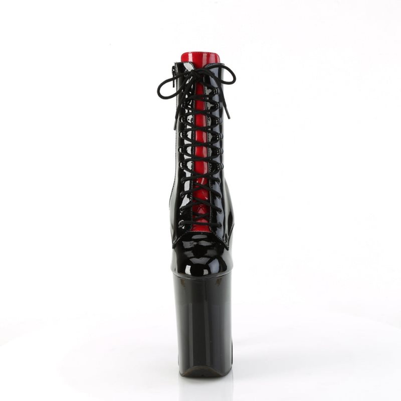 Pleaser Infinity-1020FH Laarzen Dames Zwart Rood | BELGIE BEVFJUXA