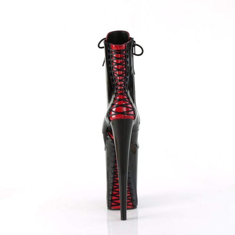 Pleaser Infinity-1020FH Laarzen Dames Zwart Rood | BELGIE BEVFJUXA