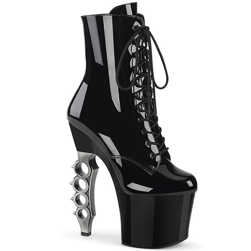 Pleaser Irongrip-1020 Laarzen Dames Zwart Zilver | BELGIE BELRZAGH