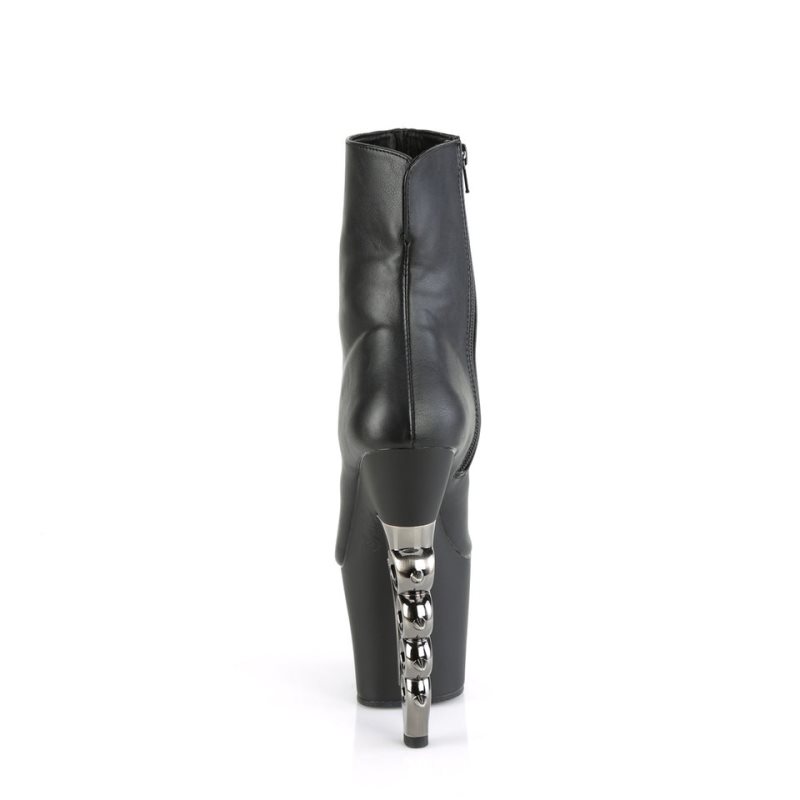 Pleaser Irongrip-1042 Vegan Leather Laarzen Dames Zwart Zilver | BELGIE BECMREZB