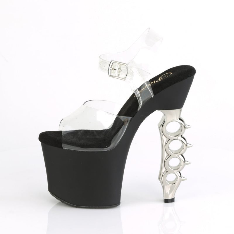 Pleaser Irongrip-708 Hakken Dames Zilver | BELGIE BEAIPNVY