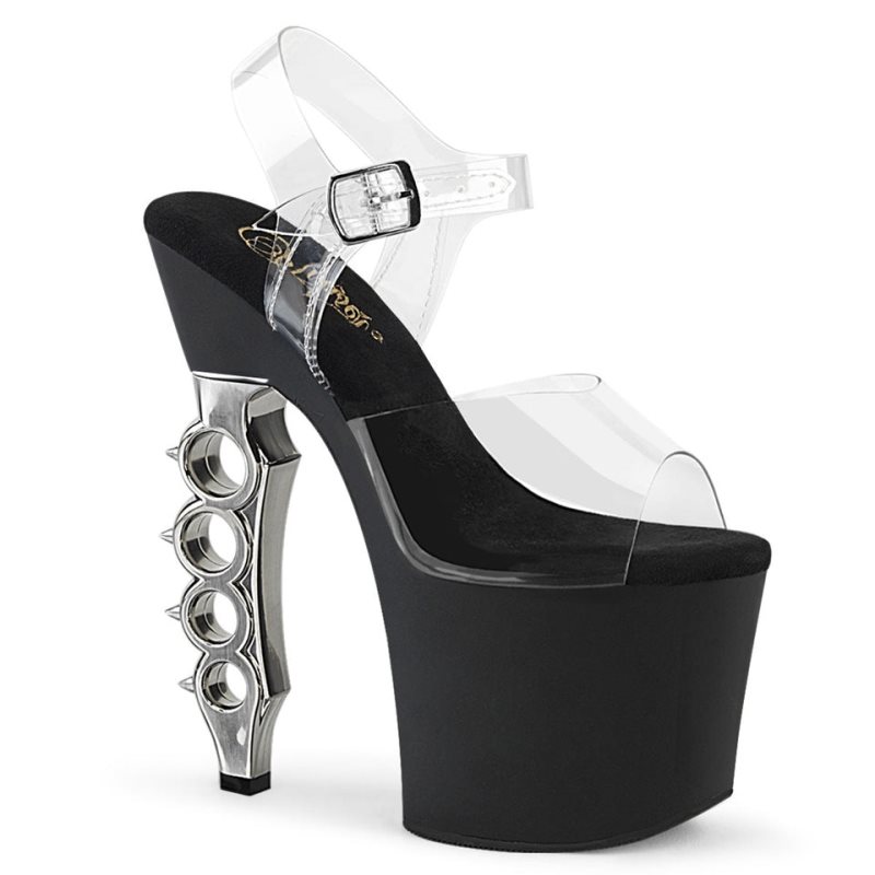 Pleaser Irongrip-708 Hakken Dames Zilver | BELGIE BEAIPNVY