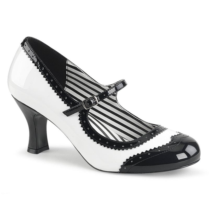 Pleaser Jenna-06 Hakken Dames Wit Zwart | BELGIE BEVADLWX