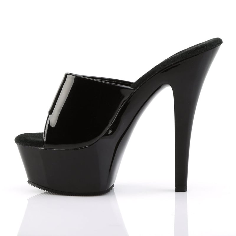 Pleaser Kiss-201 Badslippers Plateauzool Dames Zwart | BELGIE BERXCBUP