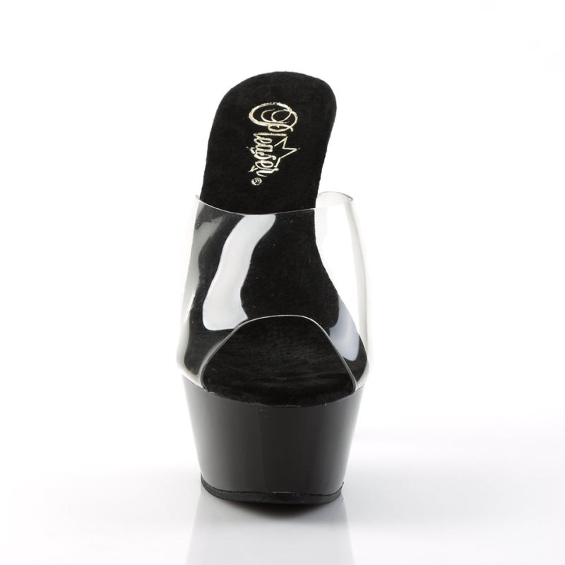 Pleaser Kiss-201 Badslippers Plateauzool Dames Zwart | BELGIE BELAHIYC