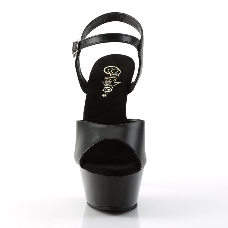 Pleaser Kiss-209 Leather Hakken Dames Zwart | BELGIE BEWFZNUE