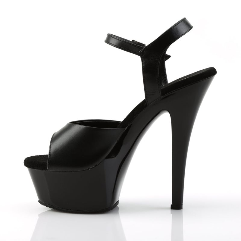 Pleaser Kiss-209 Leather Hakken Dames Zwart | BELGIE BEWFZNUE
