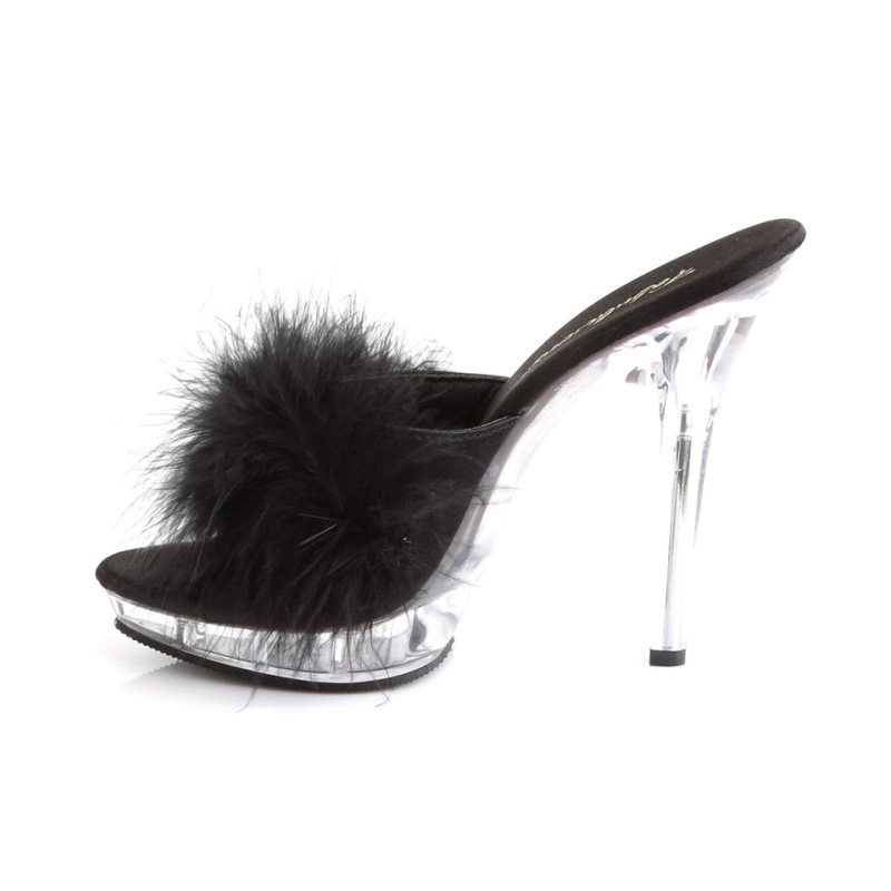 Pleaser Lip-101-8 Badslippers Plateauzool Dames Zwart | BELGIE BENQGLHO
