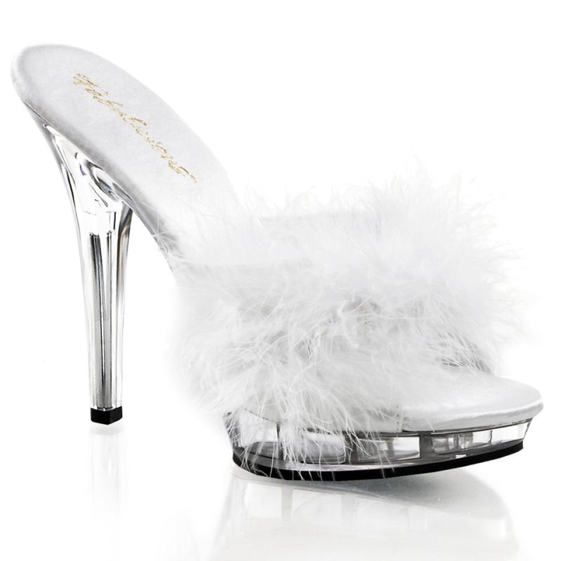 Pleaser Lip-101-8 Badslippers Plateauzool Dames Wit | BELGIE BECXENQH