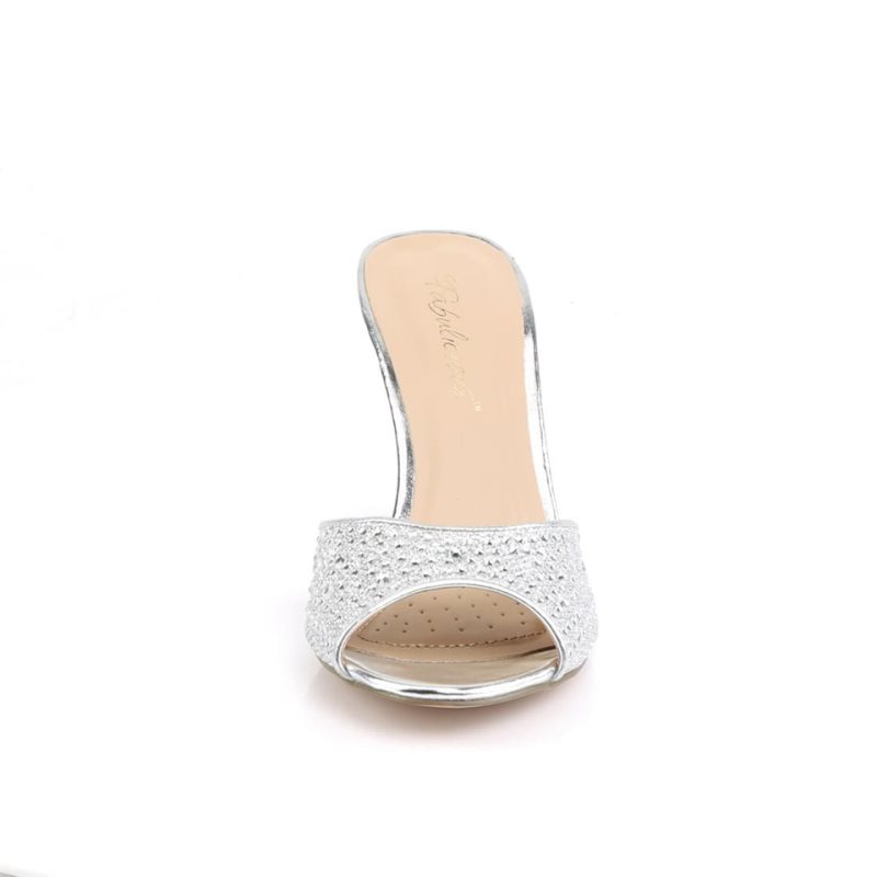 Pleaser Lucy-01 Badslippers Dames Zilver | BELGIE BEALNIFQ