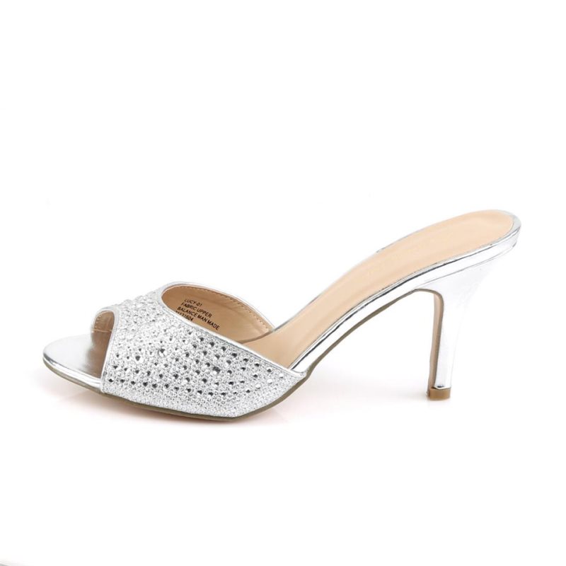 Pleaser Lucy-01 Badslippers Dames Zilver | BELGIE BEALNIFQ