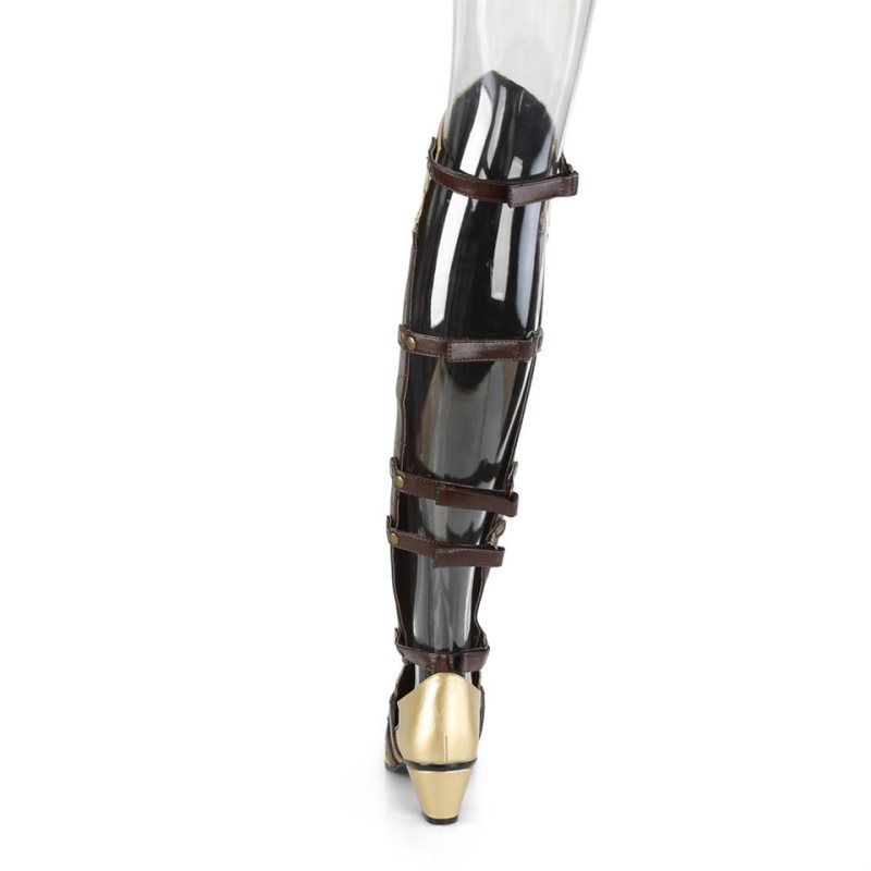 Pleaser Maiden-8830 Hoge Hakken Dames Bruin Goud | BELGIE BERSPXLM