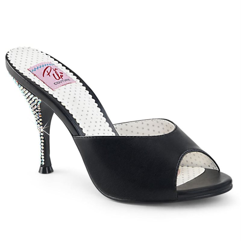 Pleaser Monroe-05 Vegan Leather Badslippers Dames Zwart | BELGIE BETUSKCH