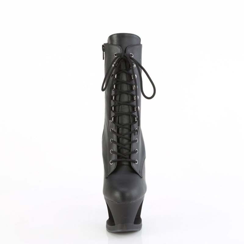Pleaser Moon-1020SK Vegan Leather Laarzen Dames Zwart | BELGIE BEAONWVM