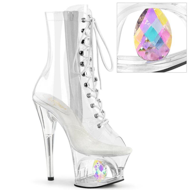 Pleaser Moon-1021C-DIA Laarzen Dames Clear | BELGIE BEMNTJKP