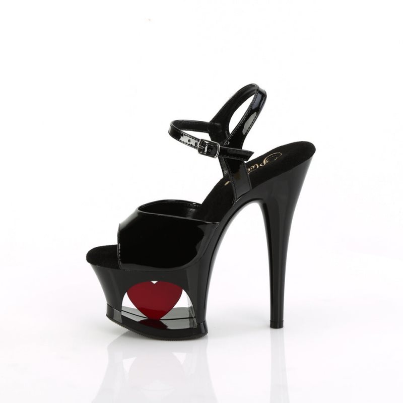 Pleaser Moon-709H Hakken Dames Zwart Rood | BELGIE BEHJODFQ