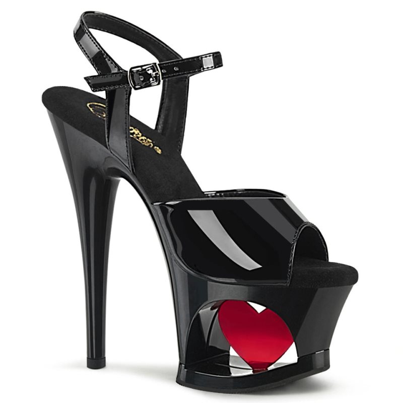 Pleaser Moon-709H Hakken Dames Zwart Rood | BELGIE BEHJODFQ