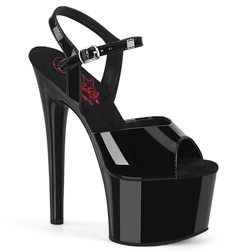 Pleaser Passion-709 Hakken Dames Zwart | BELGIE BEECZLTG