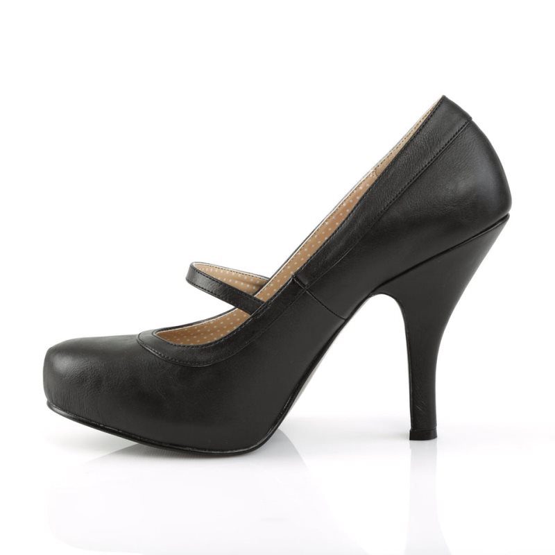 Pleaser Pinup-01 Vegan Leather Hakken Dames Zwart | BELGIE BEMXUYVP
