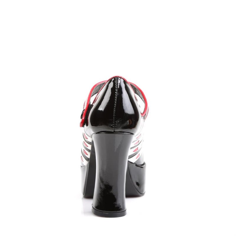 Pleaser Queen-55 Hakken Dames Zwart Wit | BELGIE BENEULTF