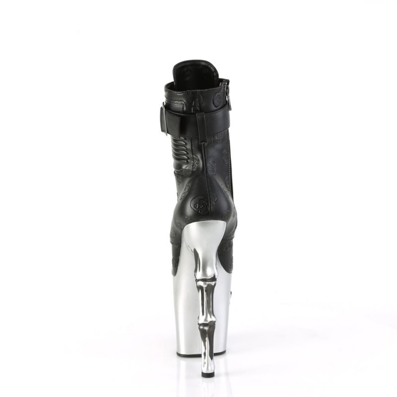 Pleaser Rapture-1020STR-02 Vegan Leather Laarzen Dames Zwart Zilver | BELGIE BEPMEBZF